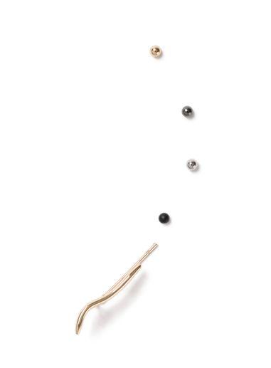 Topman Mens Gold Mixed Metal Curved Earrings Multipack*