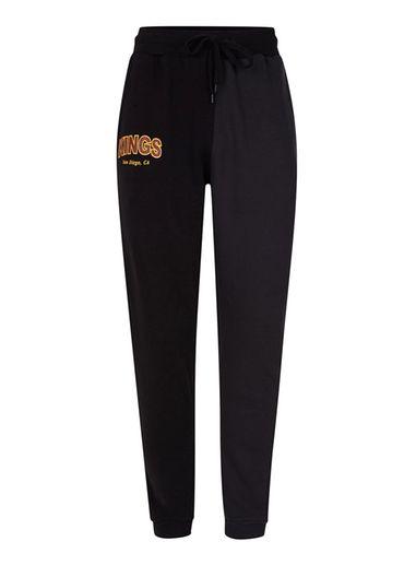 Topman Mens Black Kings Print Spliced Joggers