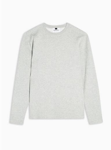 Topman Mens Grey Double Faced Crew Neck Jumper