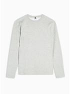Topman Mens Grey Double Faced Crew Neck Jumper