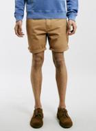 Topman Mens Brown Ltd Tan Twill Shorts