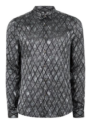 Topman Mens Black Diamond Burnout Shirt