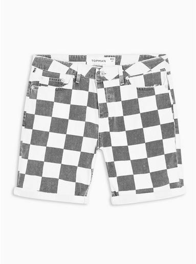 Topman Mens White And Black Skinny Check Shorts