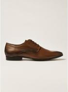 Topman Mens Brown Tan Leather Fly Derby Shoes