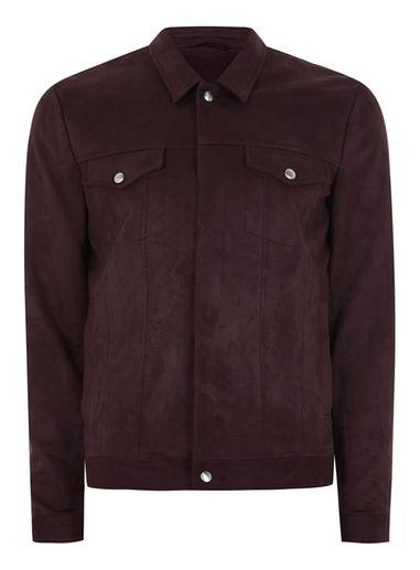 Topman Mens Red Purple Faux Suede Western Jacket