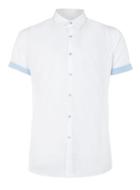 Topman Mens White And Light Blue Dot Short Sleeve Dress Shirt