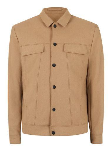 Topman Mens Brown Camel Wool Blend Formal Jacket