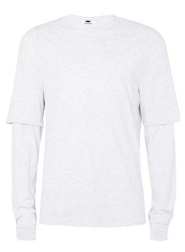 Topman Mens Light Grey Oversized Layered Long Sleeve T-shirt