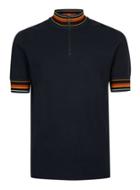 Topman Mens Topman Premium Navy Zip Neck Short Sleeve Jumper