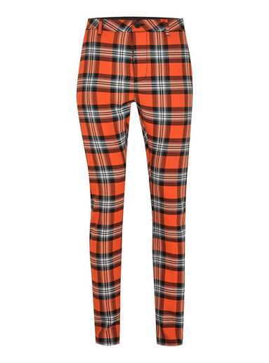 Topman Mens Orange Check Stretch Skinny Pants