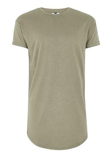 Topman Mens Khaki Longline T-shirt