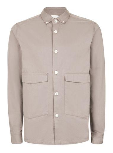 Topman Mens Ltd Brown Double Pocket Shirt