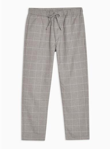 Topman Mens Grey Windowpane Relaxed Pants