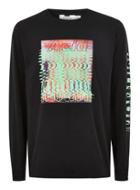 Topman Mens Black Long Sleeve Warp Print T-shirt