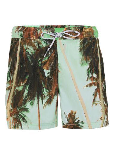 Topman Mens Blue Hilfiger Denim Tropical Print Swim Shorts