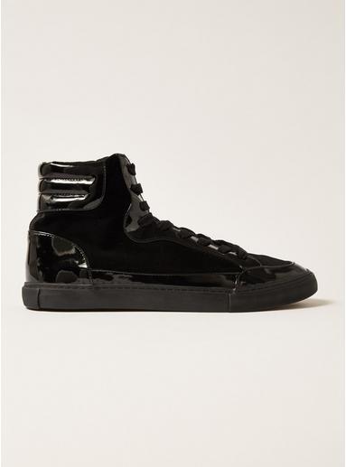 Topman Mens Black Patent Rocco Hi Top Sneakers