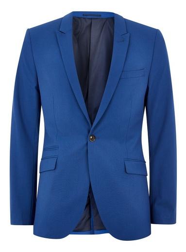 Topman Mens Blue Super Skinny Blazer