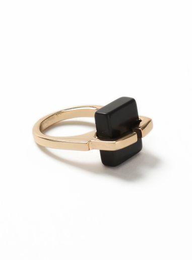 Topman Mens Gold Look And Black Square Cube Ring*