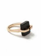 Topman Mens Gold Look And Black Square Cube Ring*