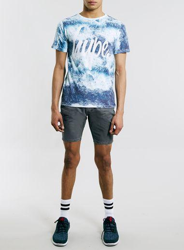 Topman Mens Grey Denim Shorter Length Skinny Fit Shorts