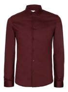 Topman Mens Burgundy Premium Satin Touch Dress Shirt