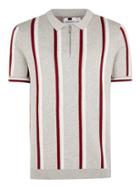 Topman Mens Grey Stripe Zip Roll Neck Jumper