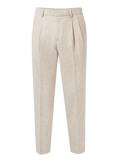 Topman Mens Brown Topman Premium Oatmeal Pleated Skinny Fit Dress Pants