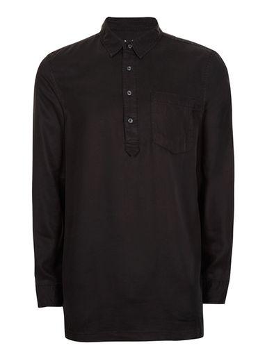 Topman Mens Green Black Longline Overhead Casual Shirt