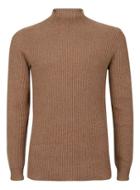 Topman Mens Selected Homme Brown Ribbed Turtle Neck Sweater