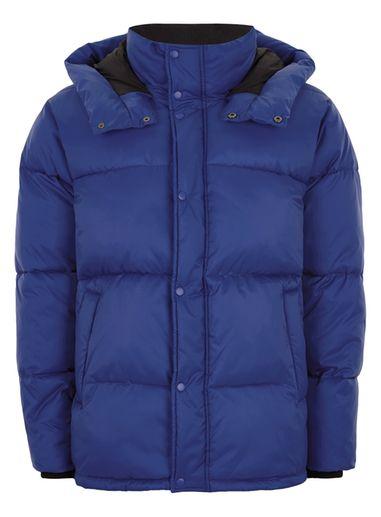 Topman Mens Vision Street Wear Blue Ripstop Puffer Jacket