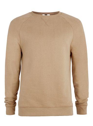 Topman Mens Brown Tan Raglan Sweatshirt