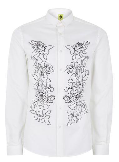 Topman Mens Noose & Monkey White 'bay Rose' Shirt