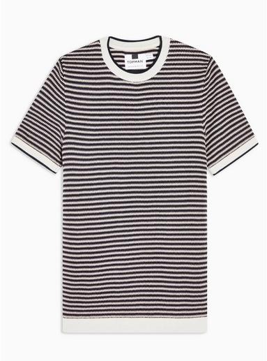 Topman Mens Multi Short Sleeve Pique Stripe Sweater