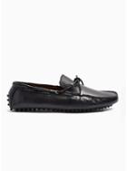 Topman Mens Black Monaco Leather Driver Shoes
