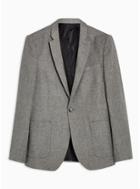 Topman Mens Grey Textured Blazer With Wool