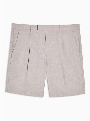 Topman Mens Stone Dress Shorts Wth Linen