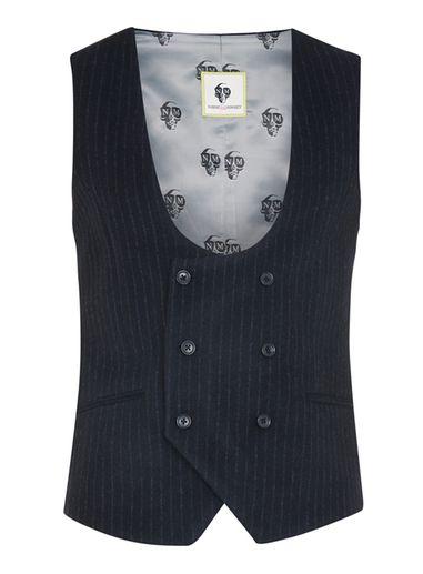 Topman Mens Blue Noose & Monkey Navy Stripe Wool Rich Suit Vest