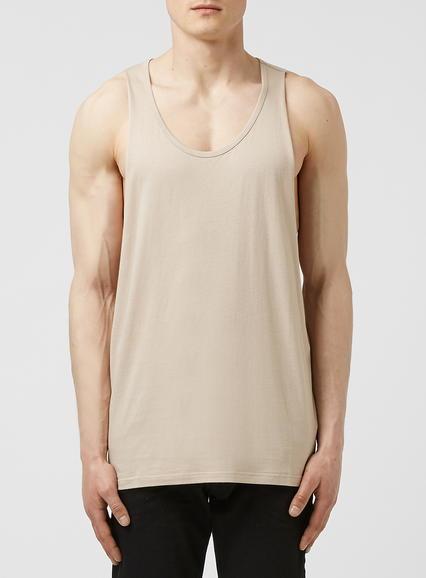 Topman Mens Pink Nude Drape Slim Fit Tank Top