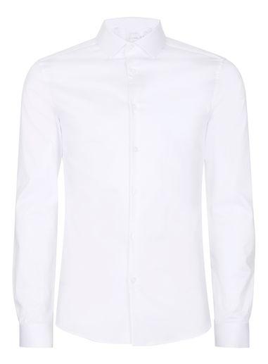 Topman Mens White Premium Satin Touch Dress Shirt