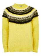 Topman Mens Yellow Brushed Fair Isle Sweater