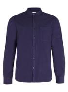 Topman Mens Blue Ltd Navy Seersucker Long Sleeve Shirt
