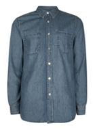 Topman Mens Blue Double Pocket Denim Shirt