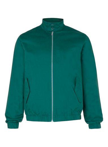 Topman Mens Bright Green Cotton Harrington Jacket