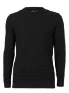 Topman Mens Black Ripple Textured Slim Fit Sweater