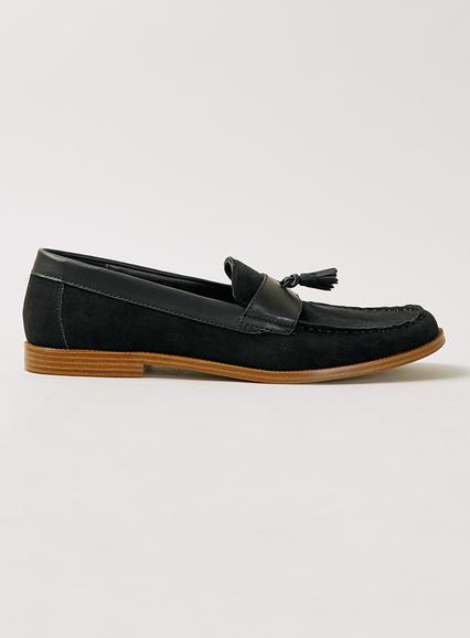 Topman Mens Black Suedette Tassel Loafers
