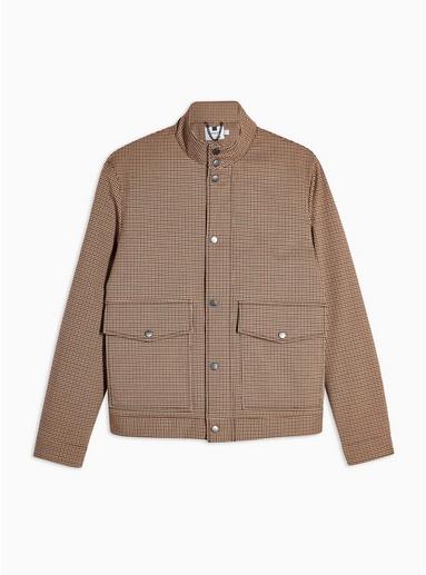 Topman Mens Black Check Harrington Jacket