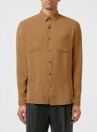 Topman Mens Premium Brown Wool Blend Long Sleeve Shirt