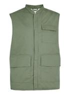 Topman Mens Green Ltd Waxed Khaki Utility Vest