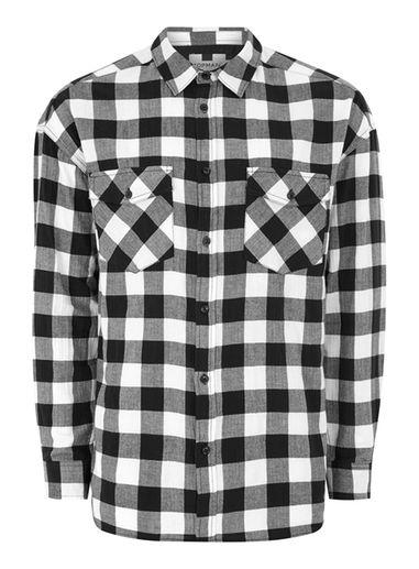 Topman Mens Black And White Buffalo Check Shirt