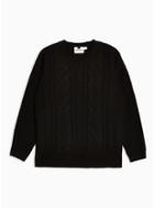 Topman Mens Black Corduroy Neon Cable Knitted Jumper